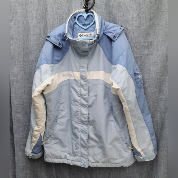 COLUMBIA Winter Shell / Jacket with Hide Away Hood in Blue White (Size L) - Picture 15 of 16